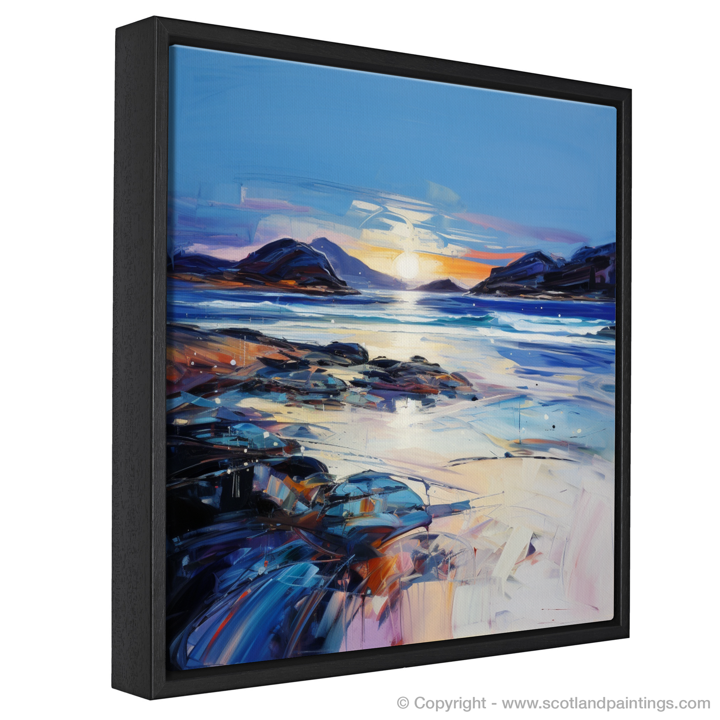 Painting and Art Print of Traigh Mhor at dusk entitled "Dusk at Traigh Mhor: An Expressionist Ode to Scottish Coves".