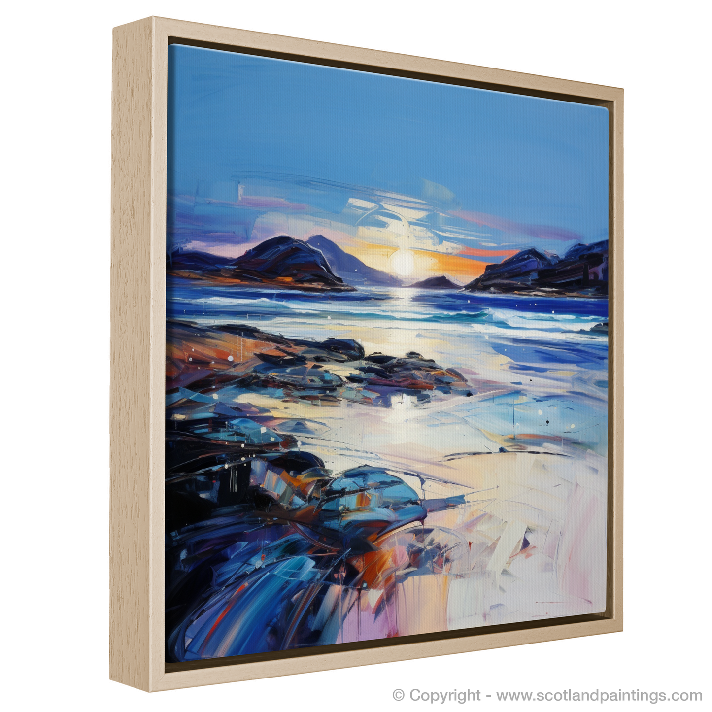 Painting and Art Print of Traigh Mhor at dusk entitled "Dusk at Traigh Mhor: An Expressionist Ode to Scottish Coves".