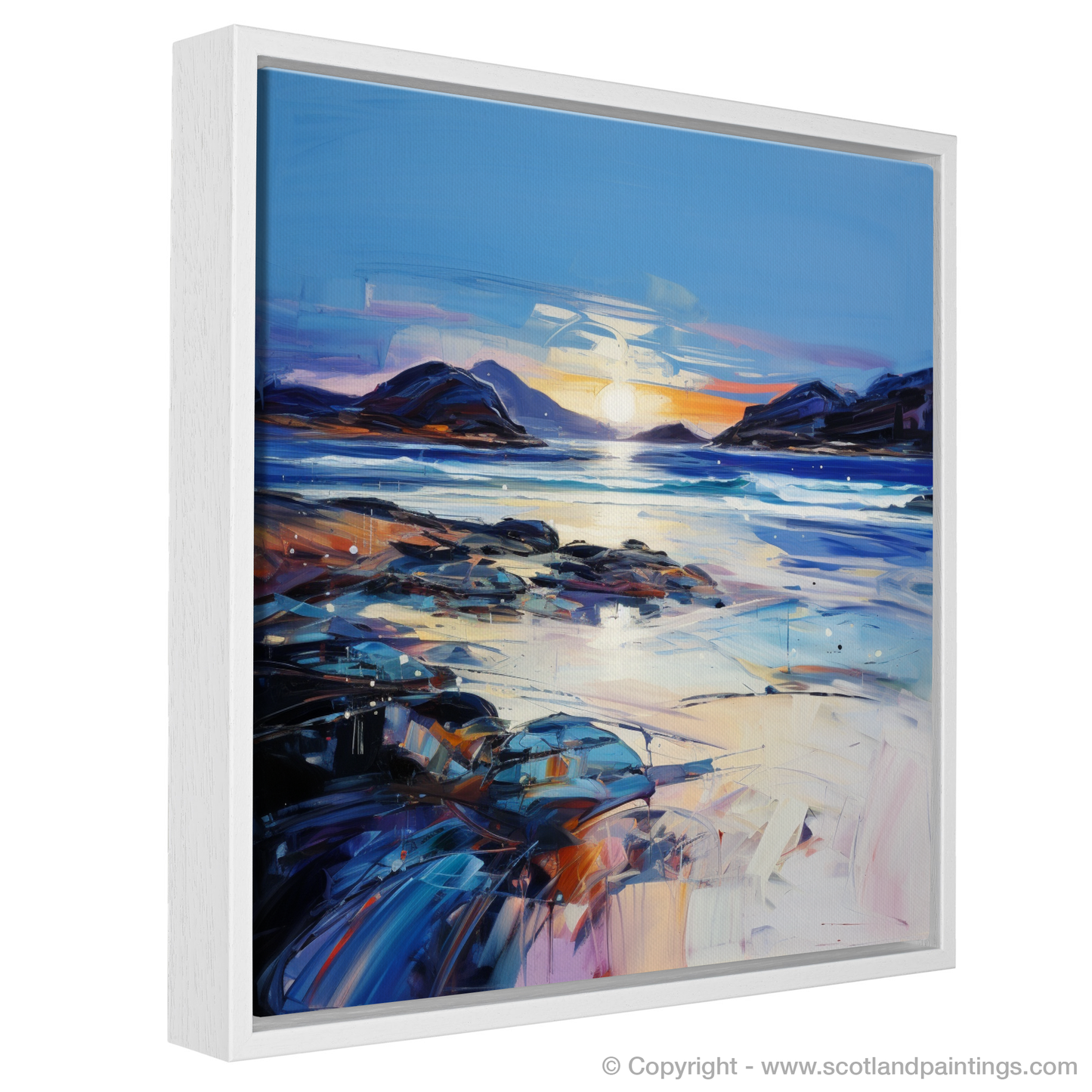 Painting and Art Print of Traigh Mhor at dusk entitled "Dusk at Traigh Mhor: An Expressionist Ode to Scottish Coves".