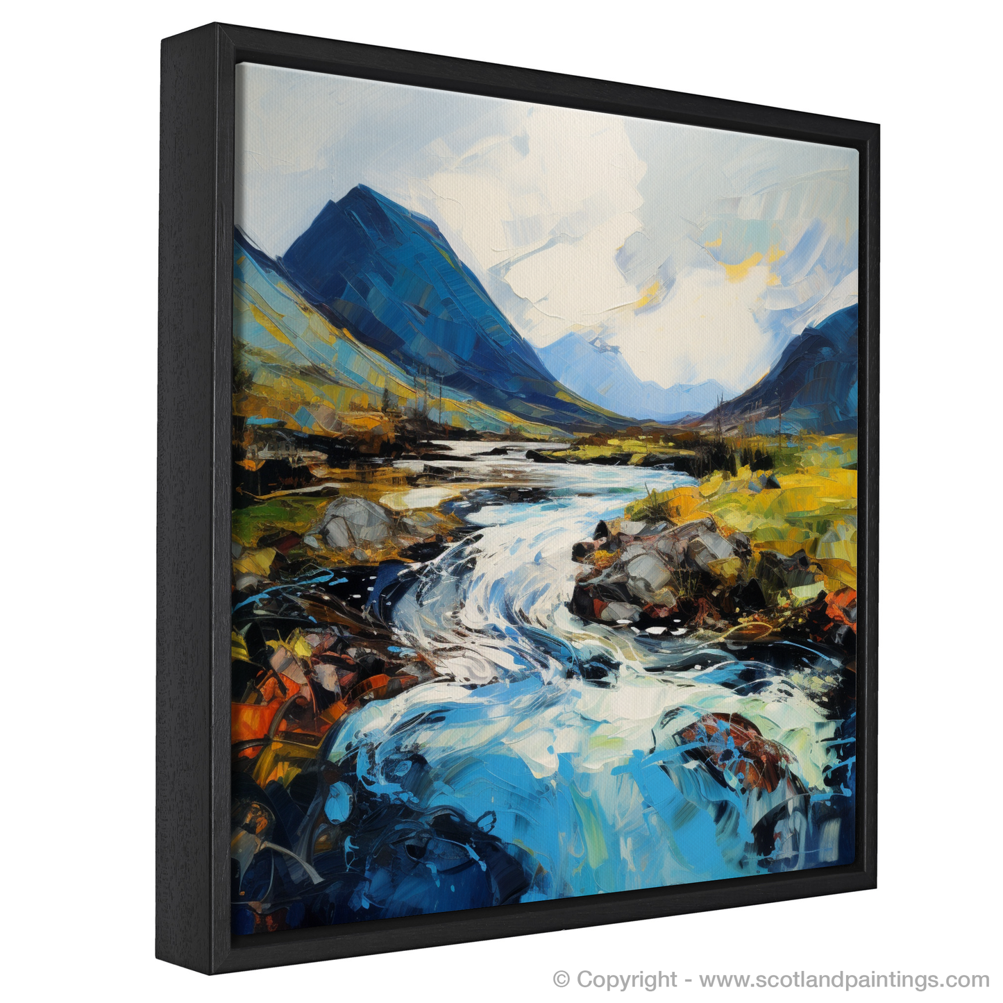 Painting and Art Print of River Etive, Argyll and Bute. Majestic Etive: An Expressionist Journey Through the Scottish Highlands.