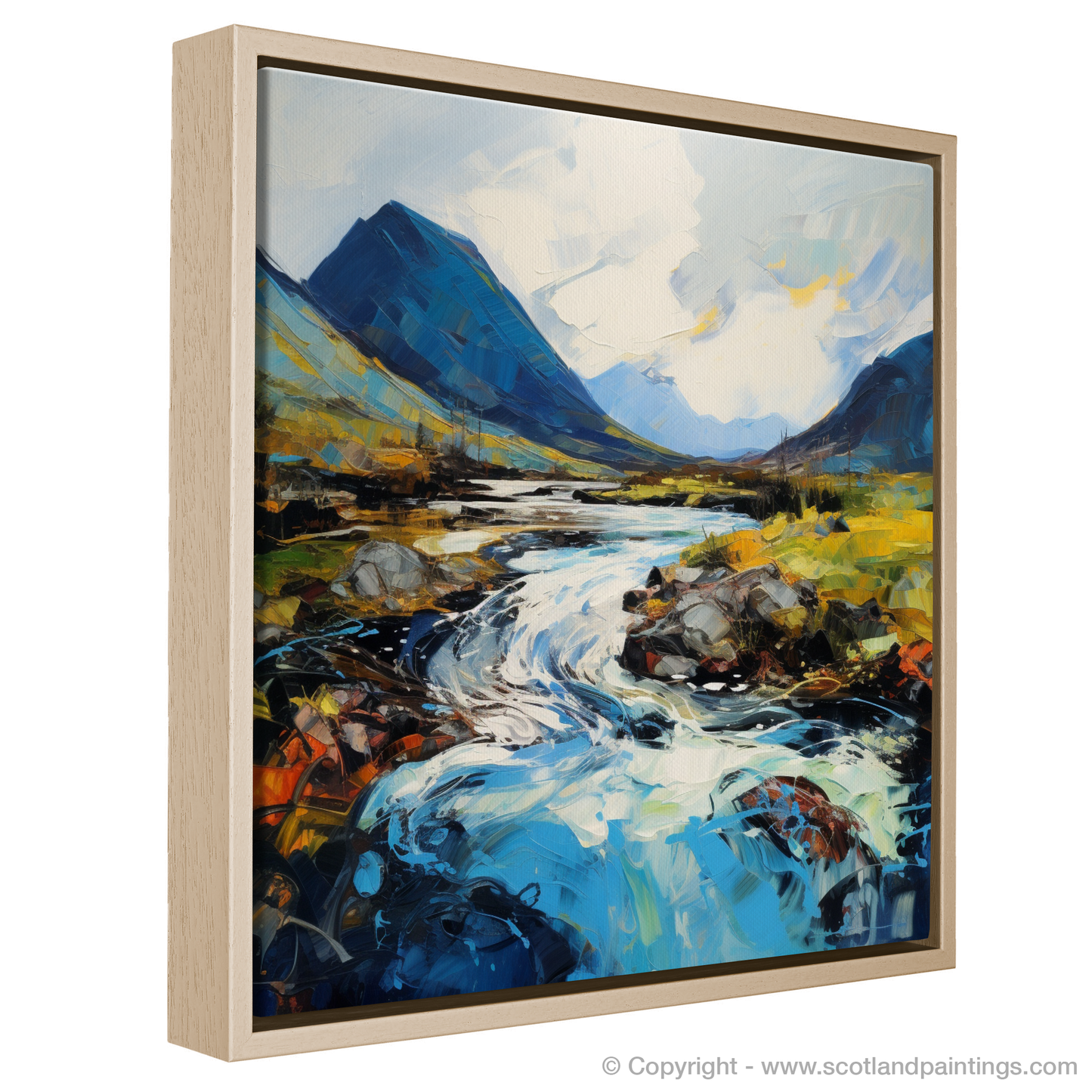 Painting and Art Print of River Etive, Argyll and Bute. Majestic Etive: An Expressionist Journey Through the Scottish Highlands.