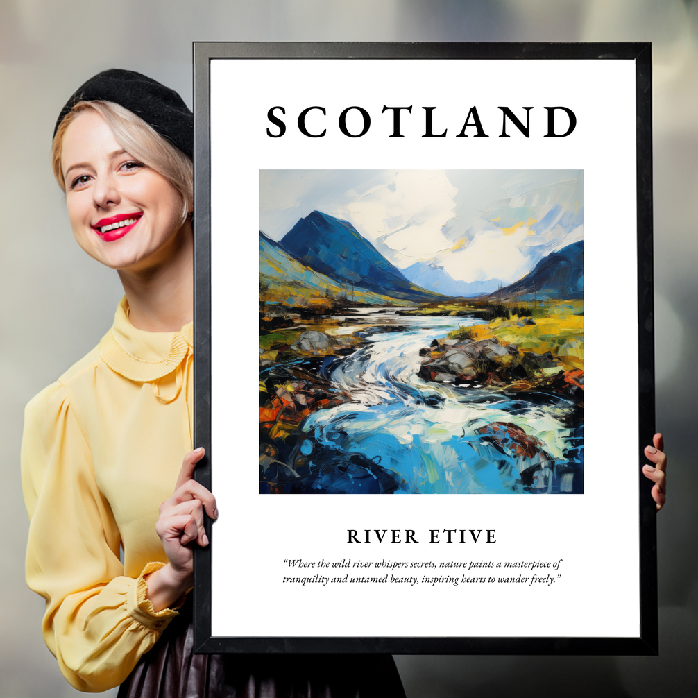 Person holding a poster of River Etive