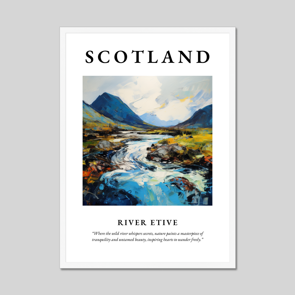 Poster in a white frame with the word Scotland