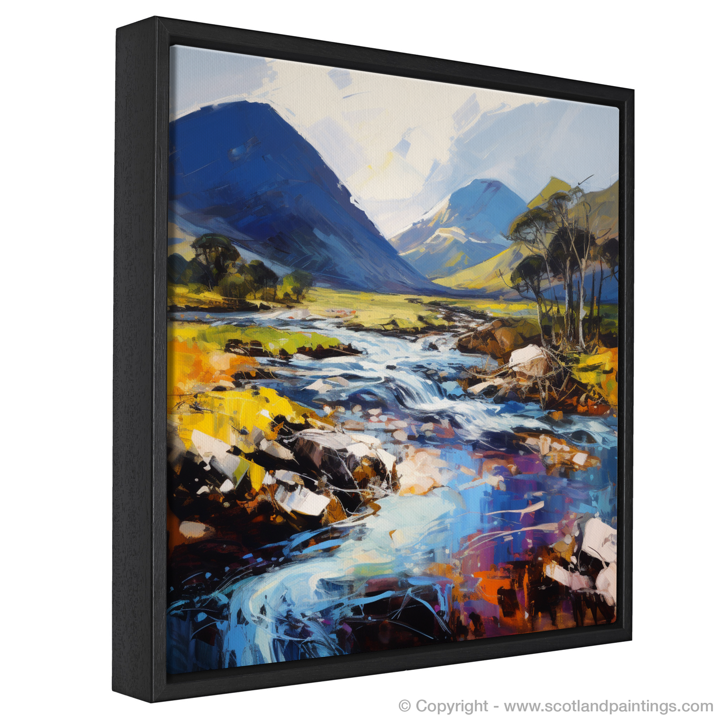 Painting and Art Print of River Etive, Argyll and Bute. River Etive's Untamed Majesty: An Expressionist Journey through Argyll and Bute.