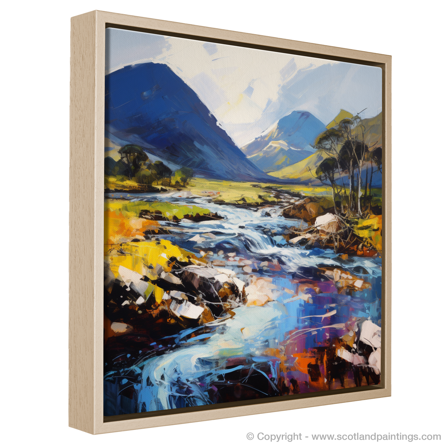 Painting and Art Print of River Etive, Argyll and Bute. River Etive's Untamed Majesty: An Expressionist Journey through Argyll and Bute.