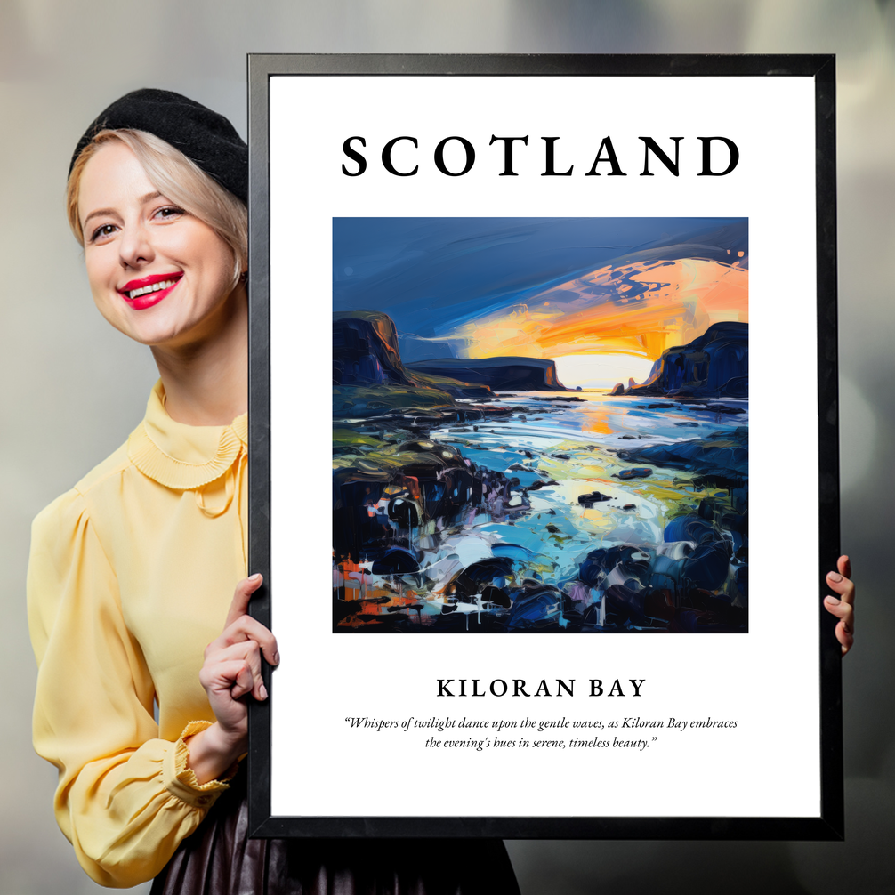 Person holding a poster of Kiloran Bay