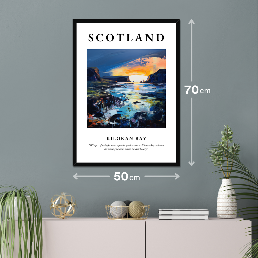 Poster of Kiloran Bay hanging on a wall