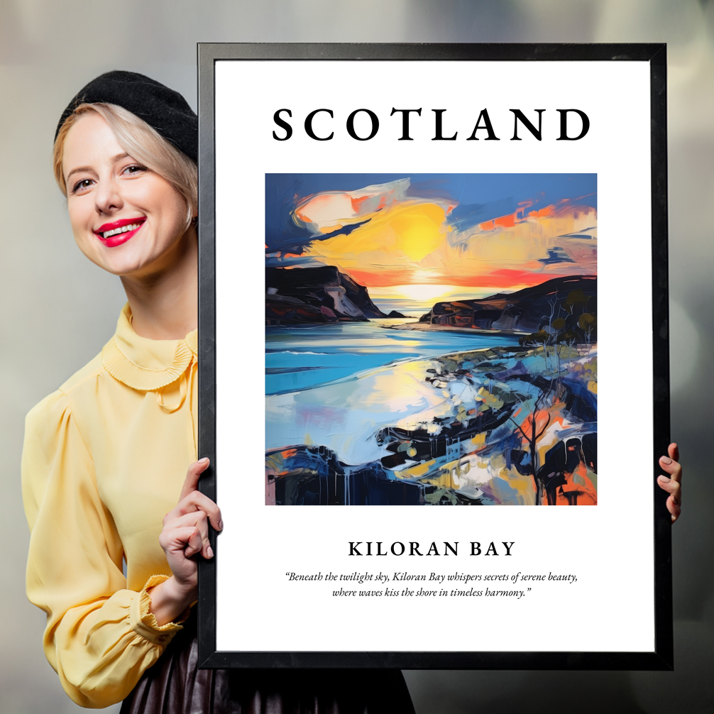 Person holding a poster of Kiloran Bay