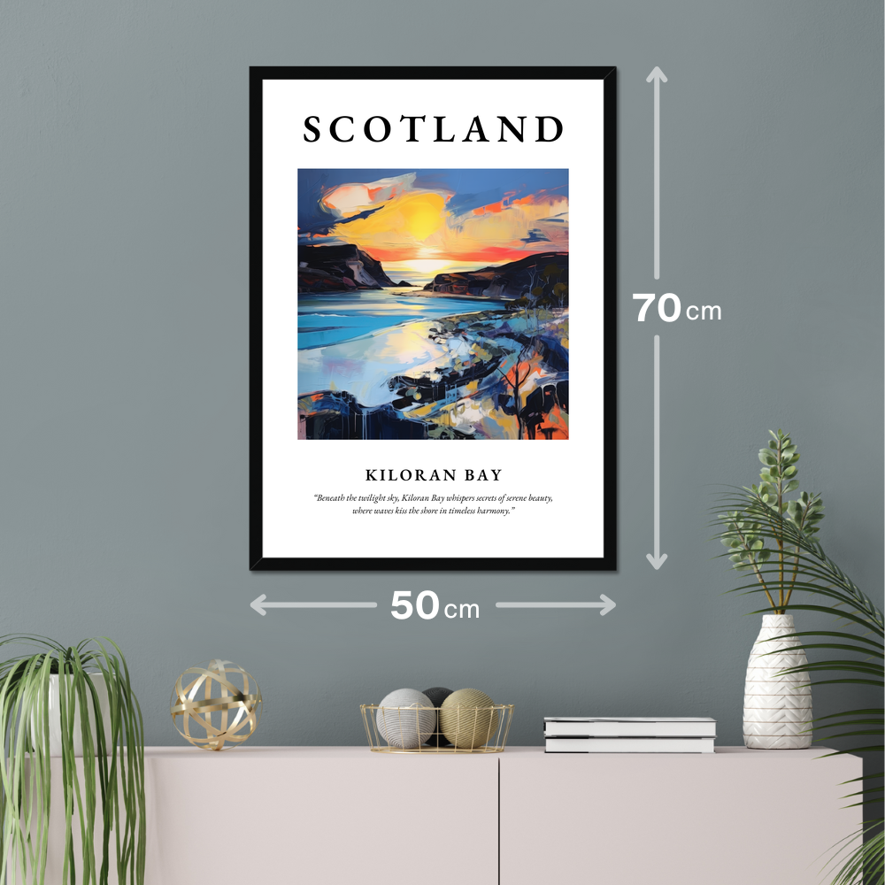 Poster of Kiloran Bay hanging on a wall