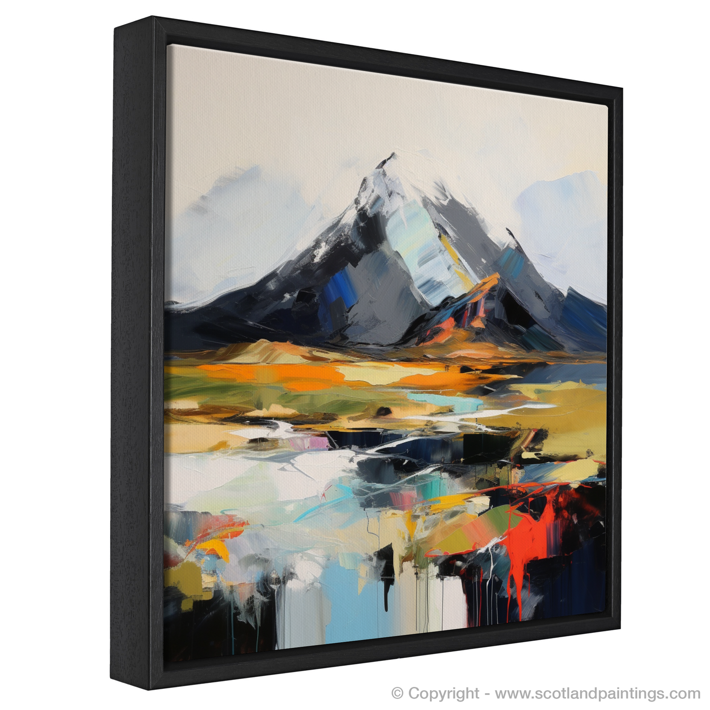 Painting and Art Print of Ben More entitled "Ben More's Ethereal Reflection: An Expressionist Ode to Scotland's Wilderness".