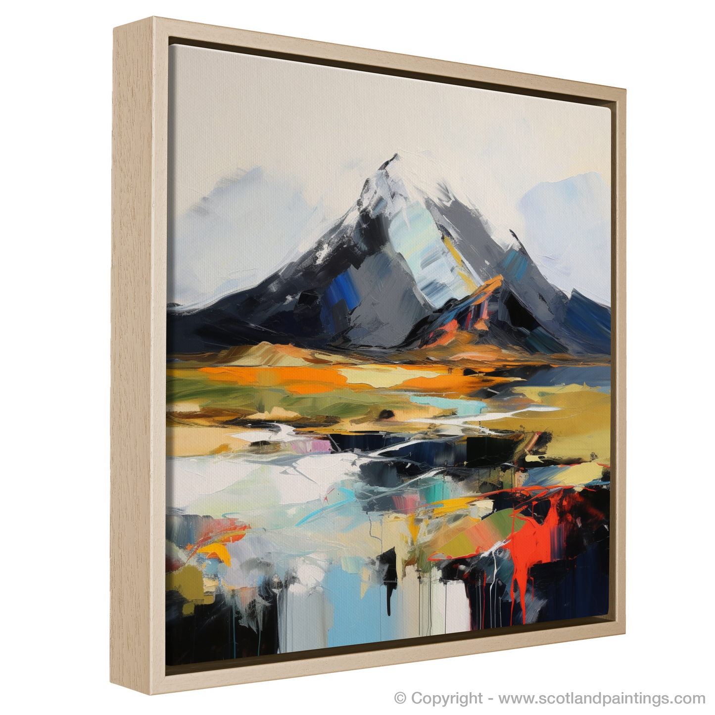 Painting and Art Print of Ben More entitled "Ben More's Ethereal Reflection: An Expressionist Ode to Scotland's Wilderness".