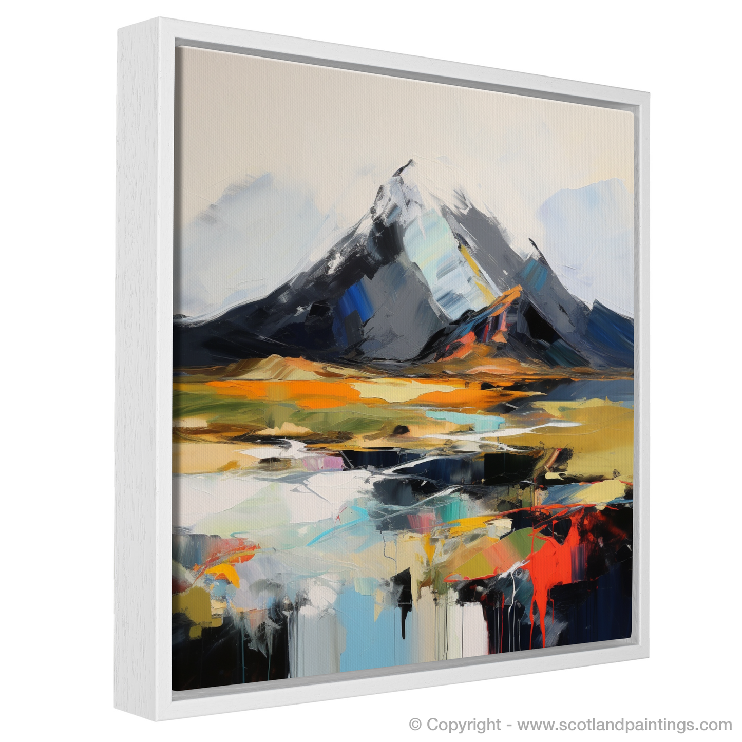 Painting and Art Print of Ben More entitled "Ben More's Ethereal Reflection: An Expressionist Ode to Scotland's Wilderness".