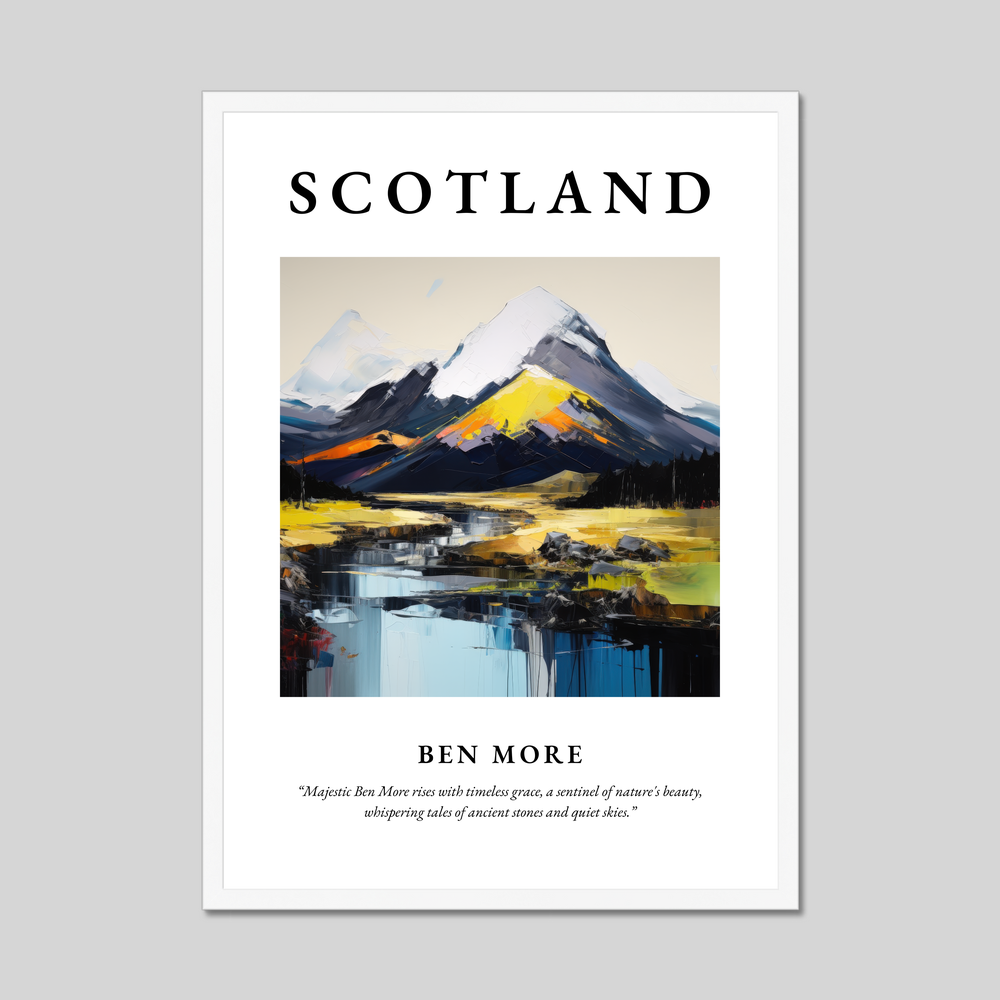 Poster in a white frame with the word Scotland