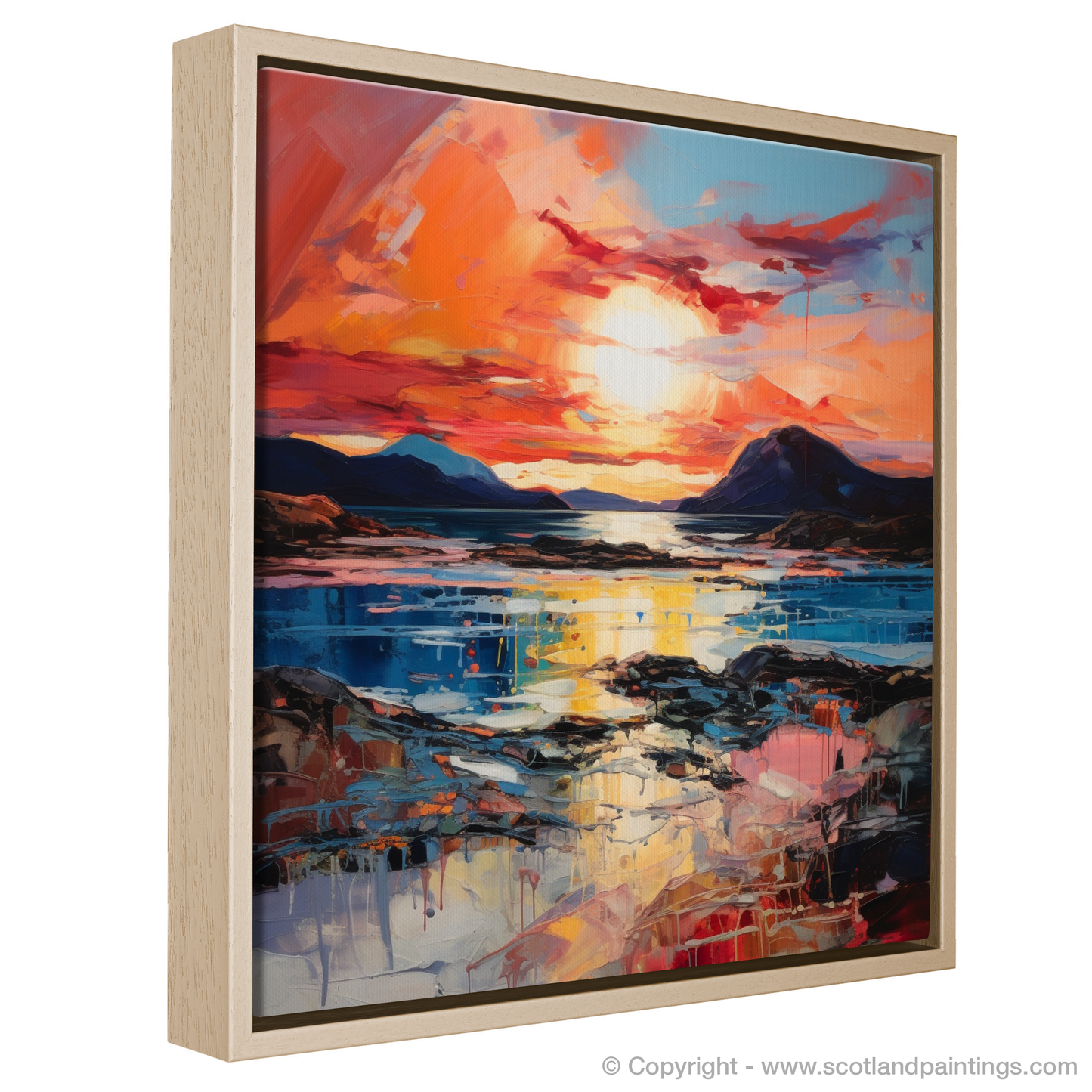 Painting and Art Print of Ardtun Bay at sunset entitled "Ardtun Bay Sunset Reflections".