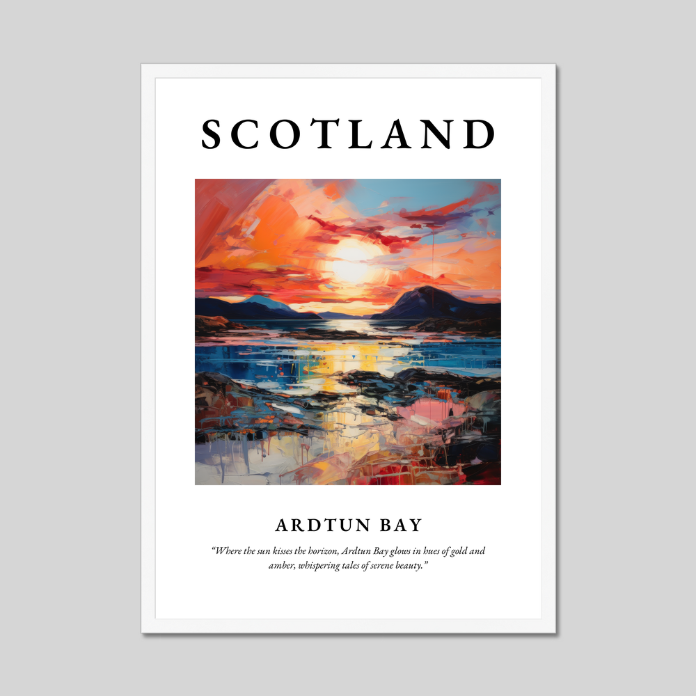 Poster in a white frame with the word Scotland