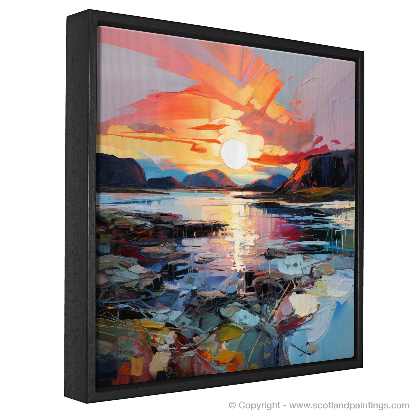 Painting and Art Print of Ardtun Bay at sunset entitled "Ardtun Bay Sunset Symphony".