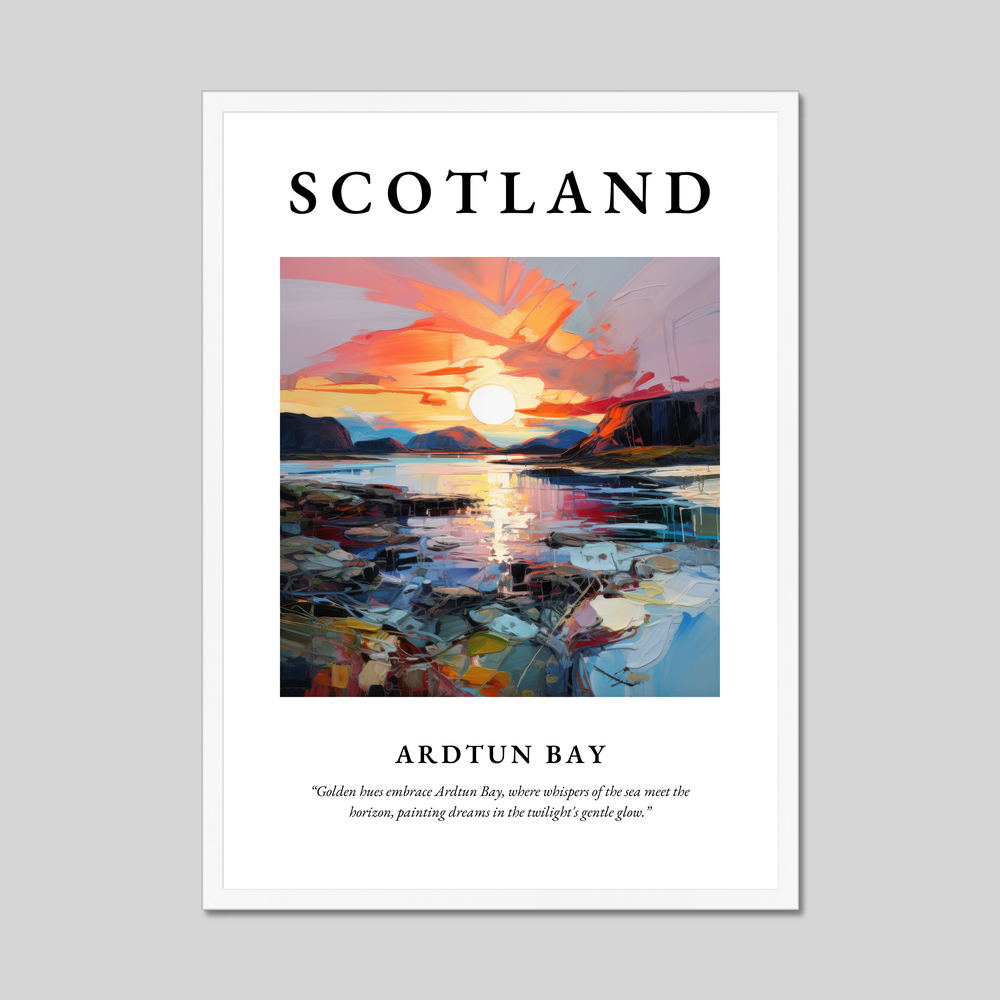 Poster in a white frame with the word Scotland