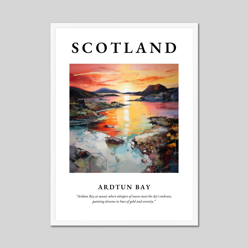 Poster in a white frame with the word Scotland