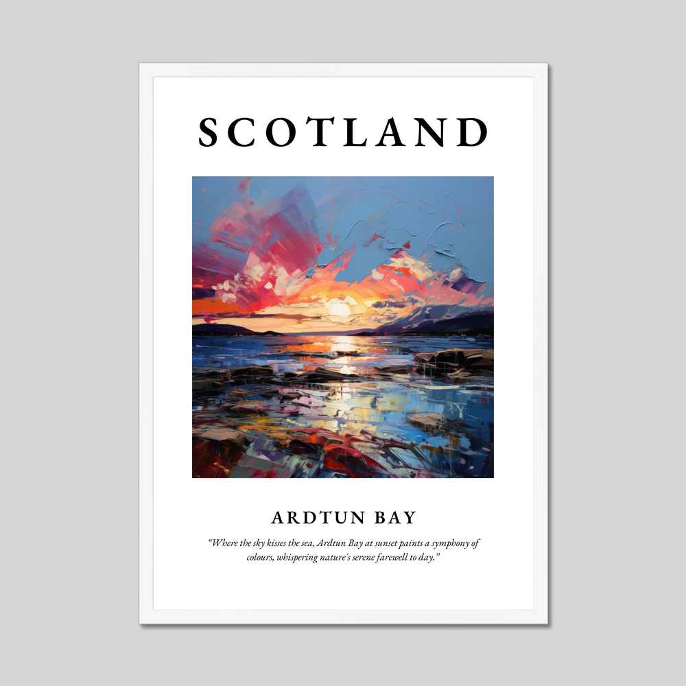 Poster in a white frame with the word Scotland