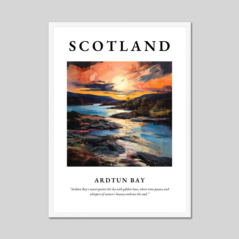 Poster in a white frame with the word Scotland