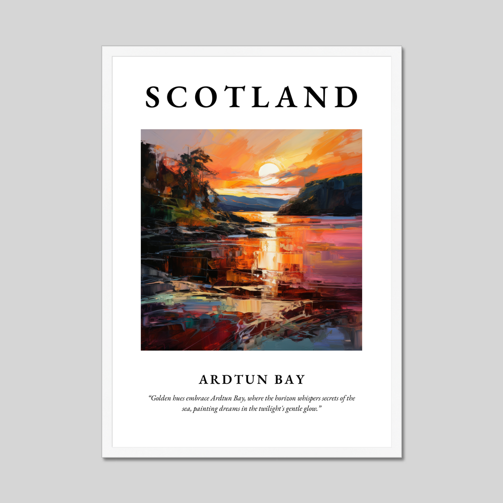 Poster in a white frame with the word Scotland