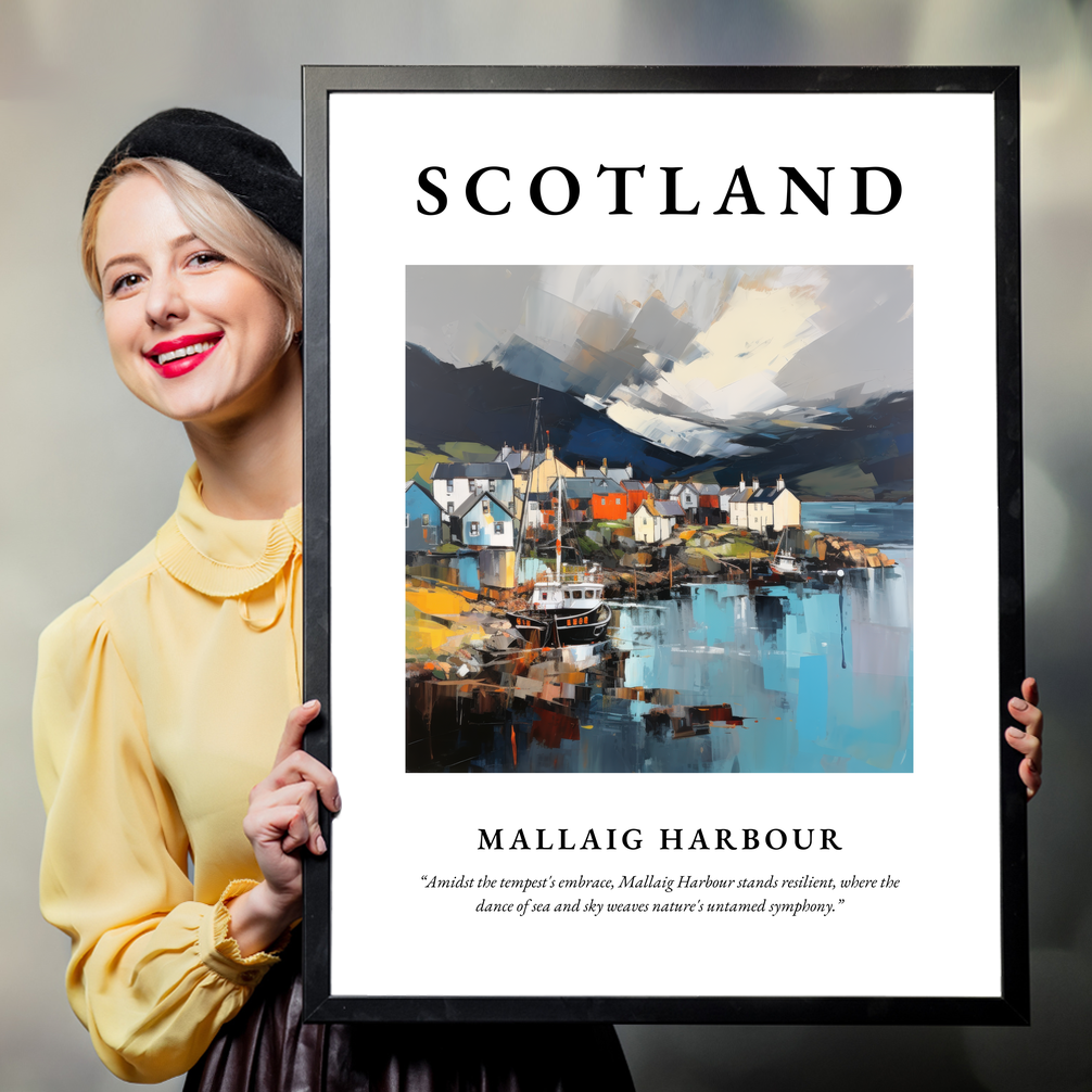 Person holding a poster of Mallaig Harbour