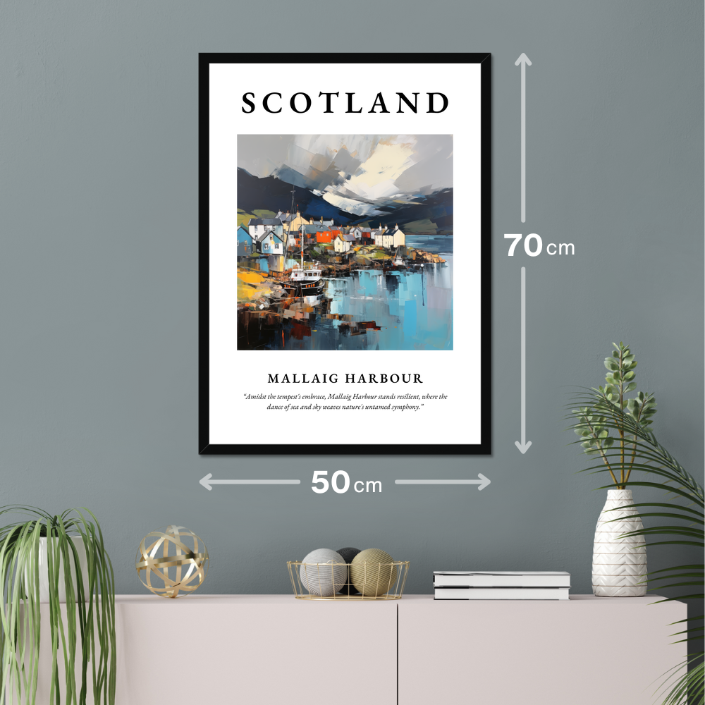 Poster of Mallaig Harbour hanging on a wall