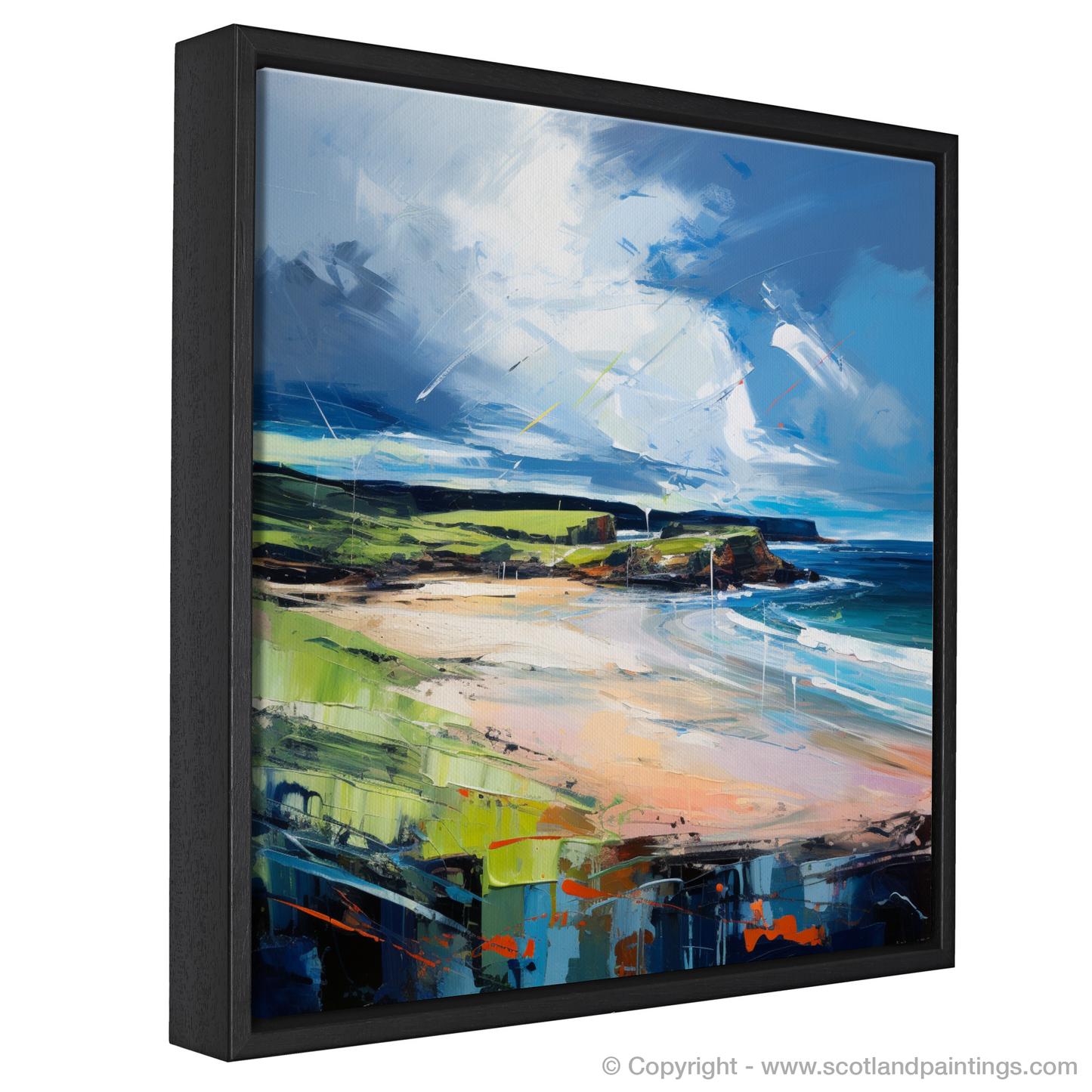 Painting and Art Print of Lunan Bay, Angus entitled "Lunan Bay Unleashed: An Expressionist Ode to Scottish Shores".