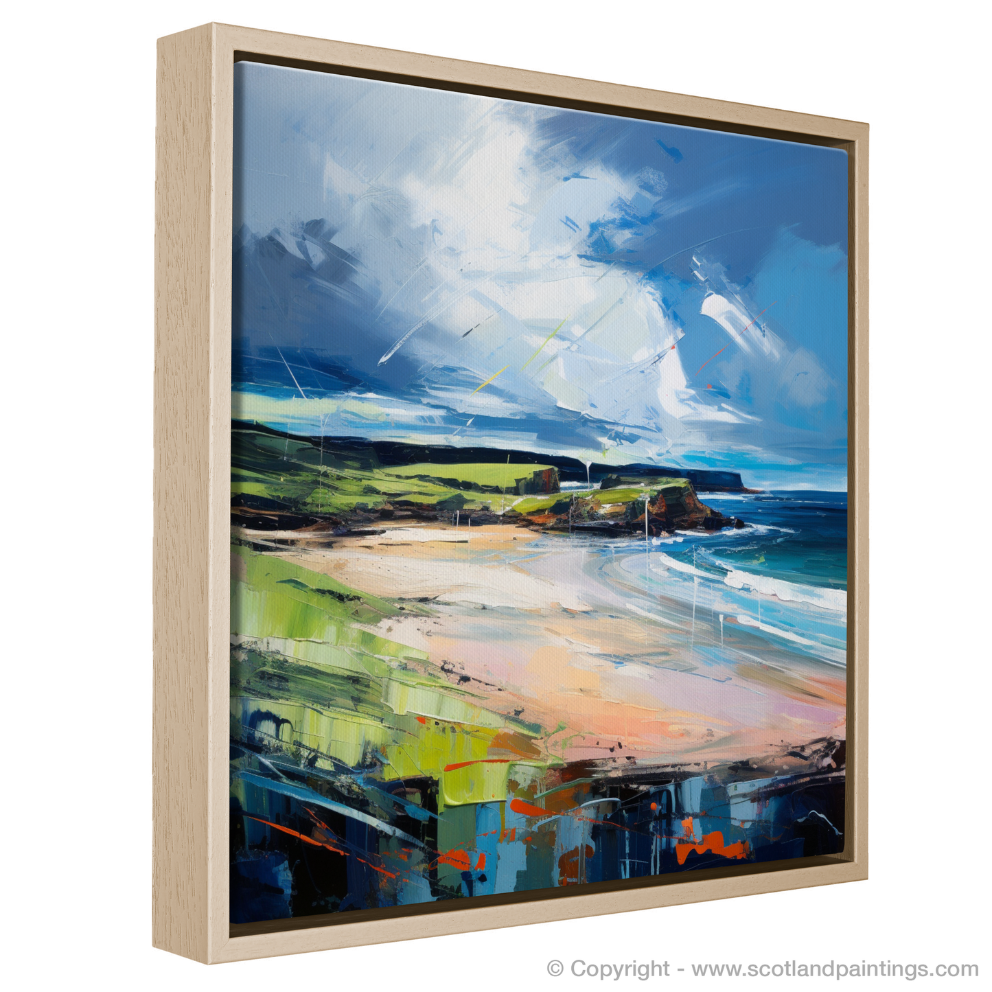 Painting and Art Print of Lunan Bay, Angus entitled "Lunan Bay Unleashed: An Expressionist Ode to Scottish Shores".