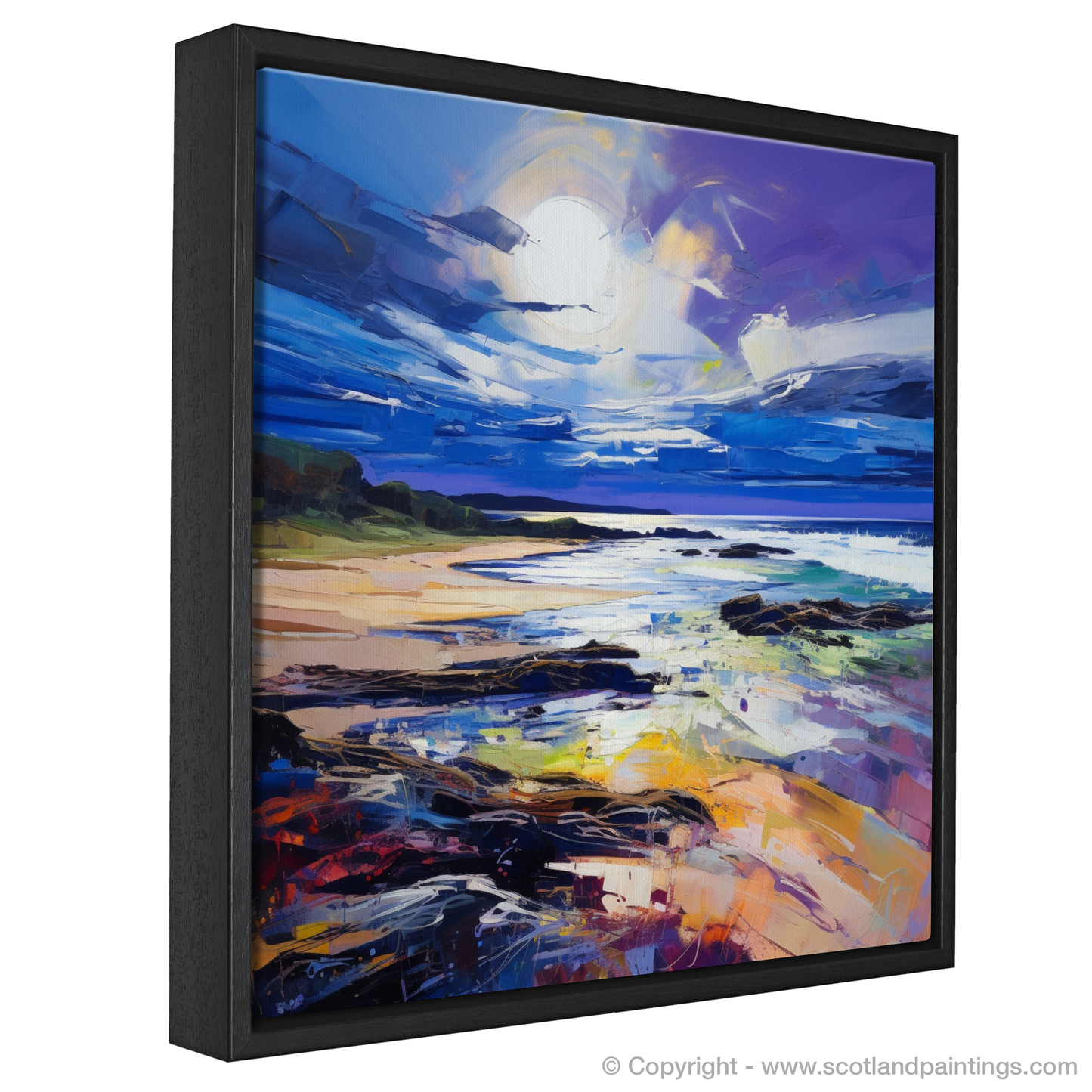 Painting and Art Print of Lunan Bay, Angus entitled "Lunan Bay Unleashed: An Expressionist Ode to Scottish Shores".