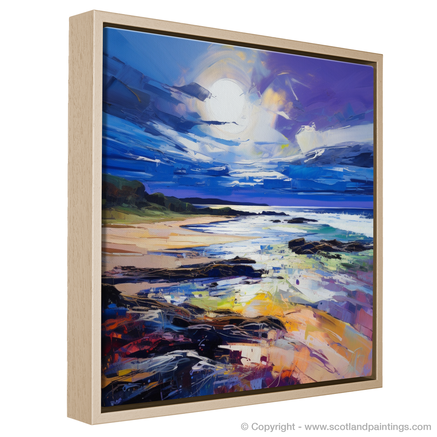 Painting and Art Print of Lunan Bay, Angus entitled "Lunan Bay Unleashed: An Expressionist Ode to Scottish Shores".