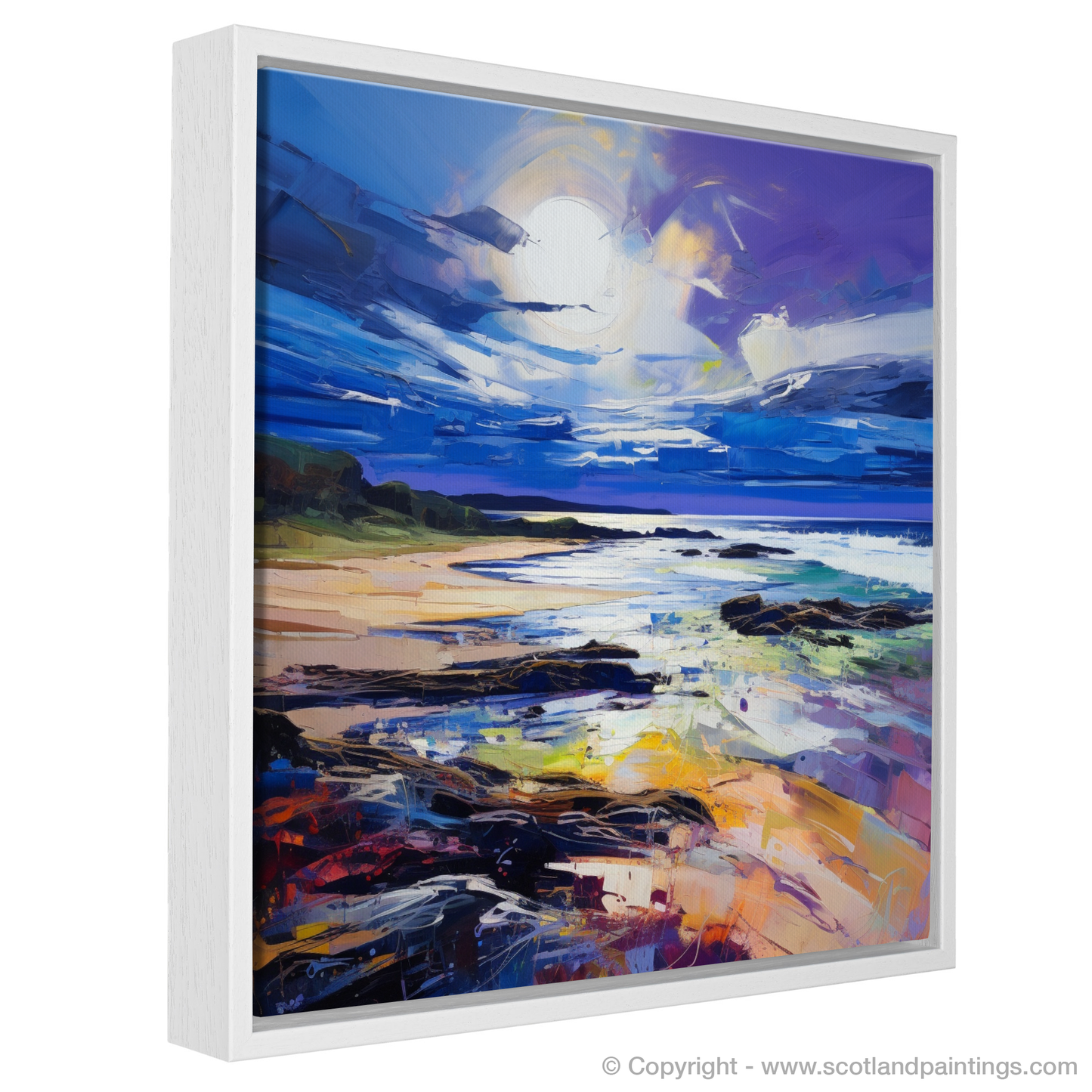 Painting and Art Print of Lunan Bay, Angus entitled "Lunan Bay Unleashed: An Expressionist Ode to Scottish Shores".