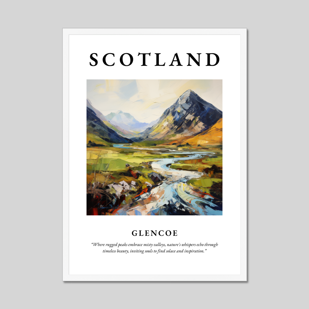 Poster in a white frame with the word Scotland