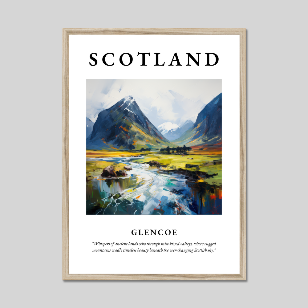 Poster in a natural frame with the word Scotland