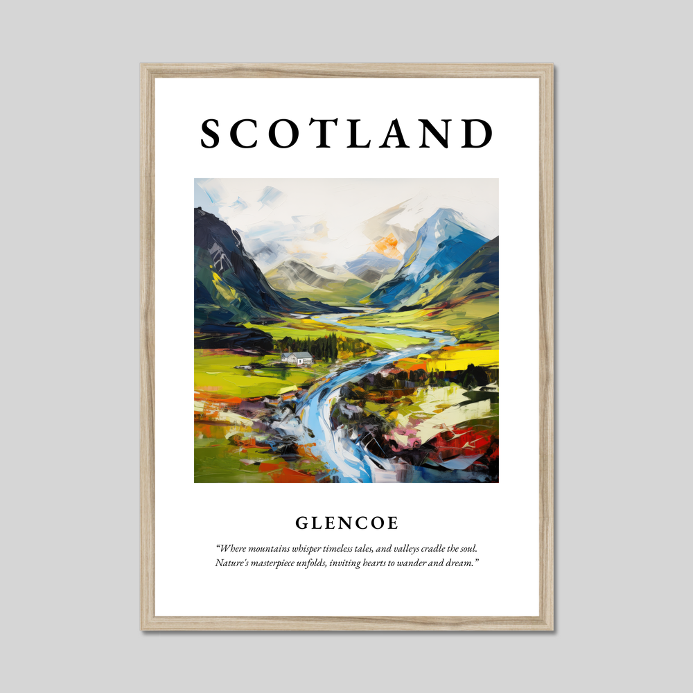 Poster in a natural frame with the word Scotland