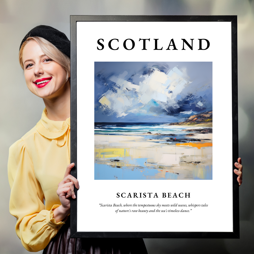 Person holding a poster of Scarista Beach