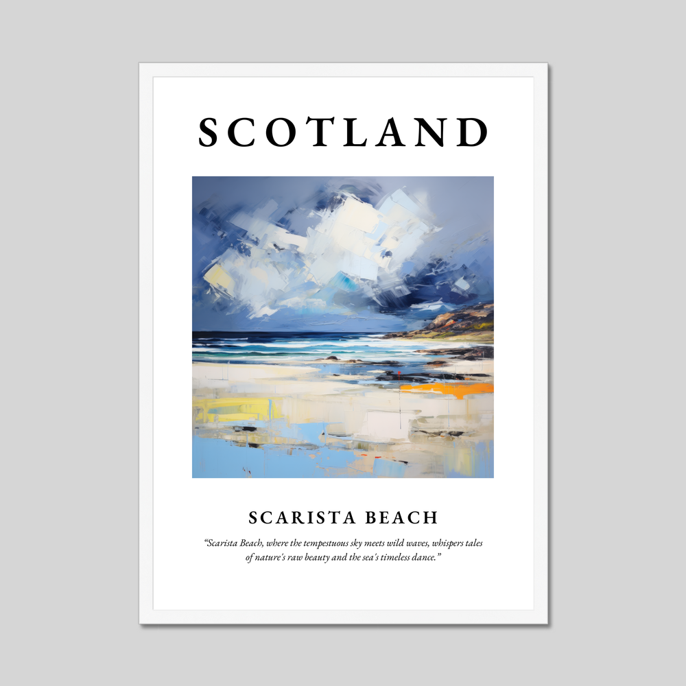 Poster in a white frame with the word Scotland