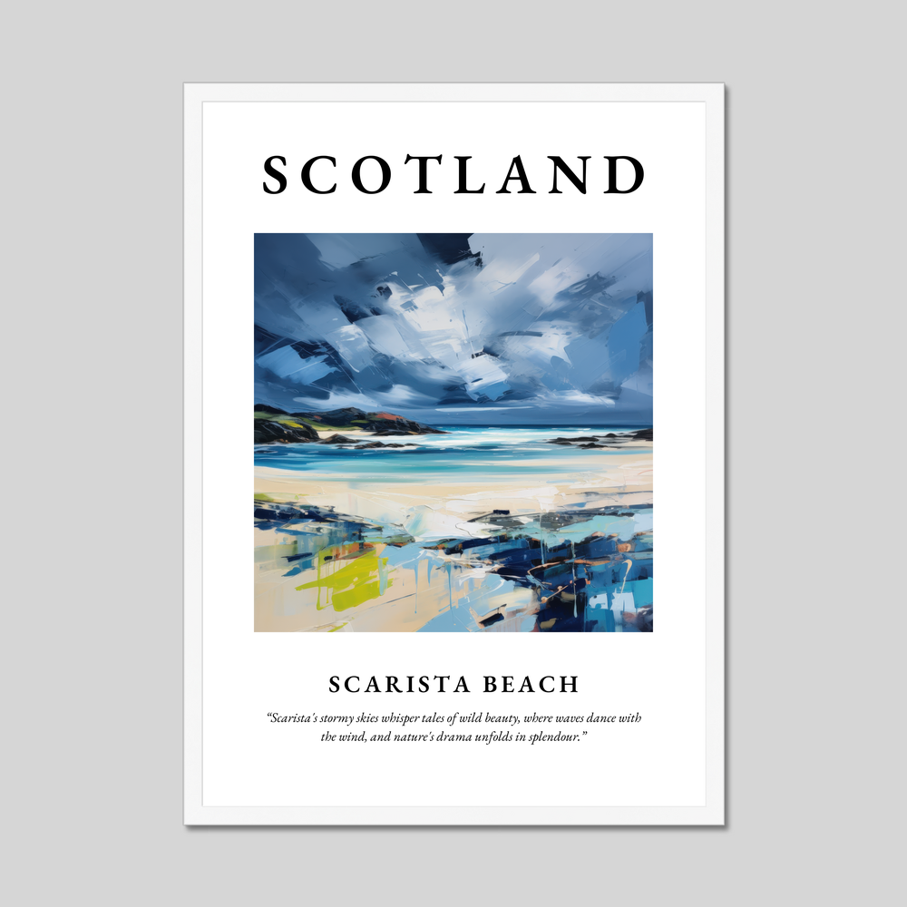 Poster in a white frame with the word Scotland