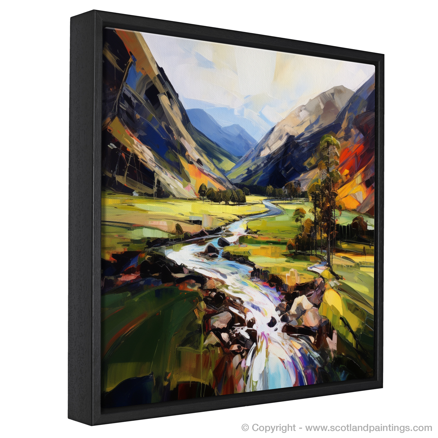 Painting and Art Print of Glen Nevis, Highlands entitled "Highland Embrace: An Expressionist Ode to Glen Nevis".