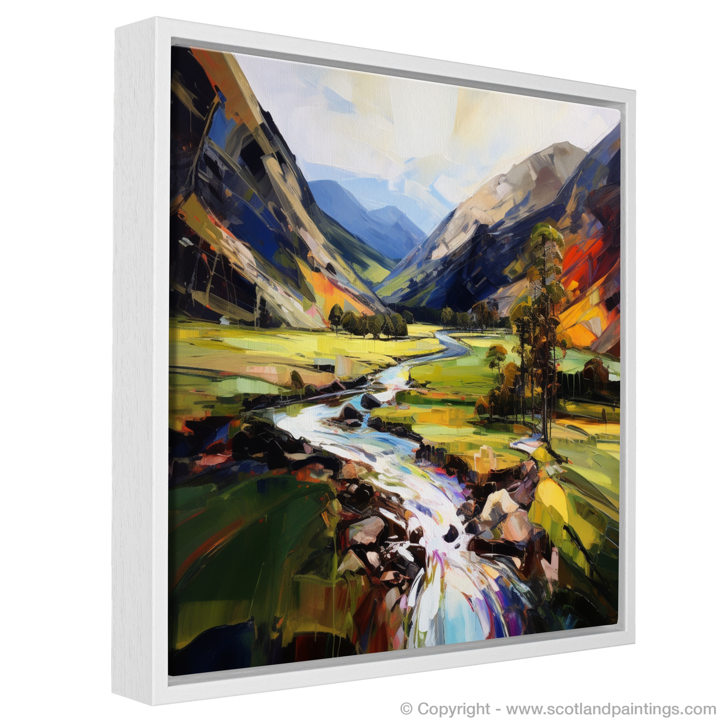 Painting and Art Print of Glen Nevis, Highlands entitled "Highland Embrace: An Expressionist Ode to Glen Nevis".