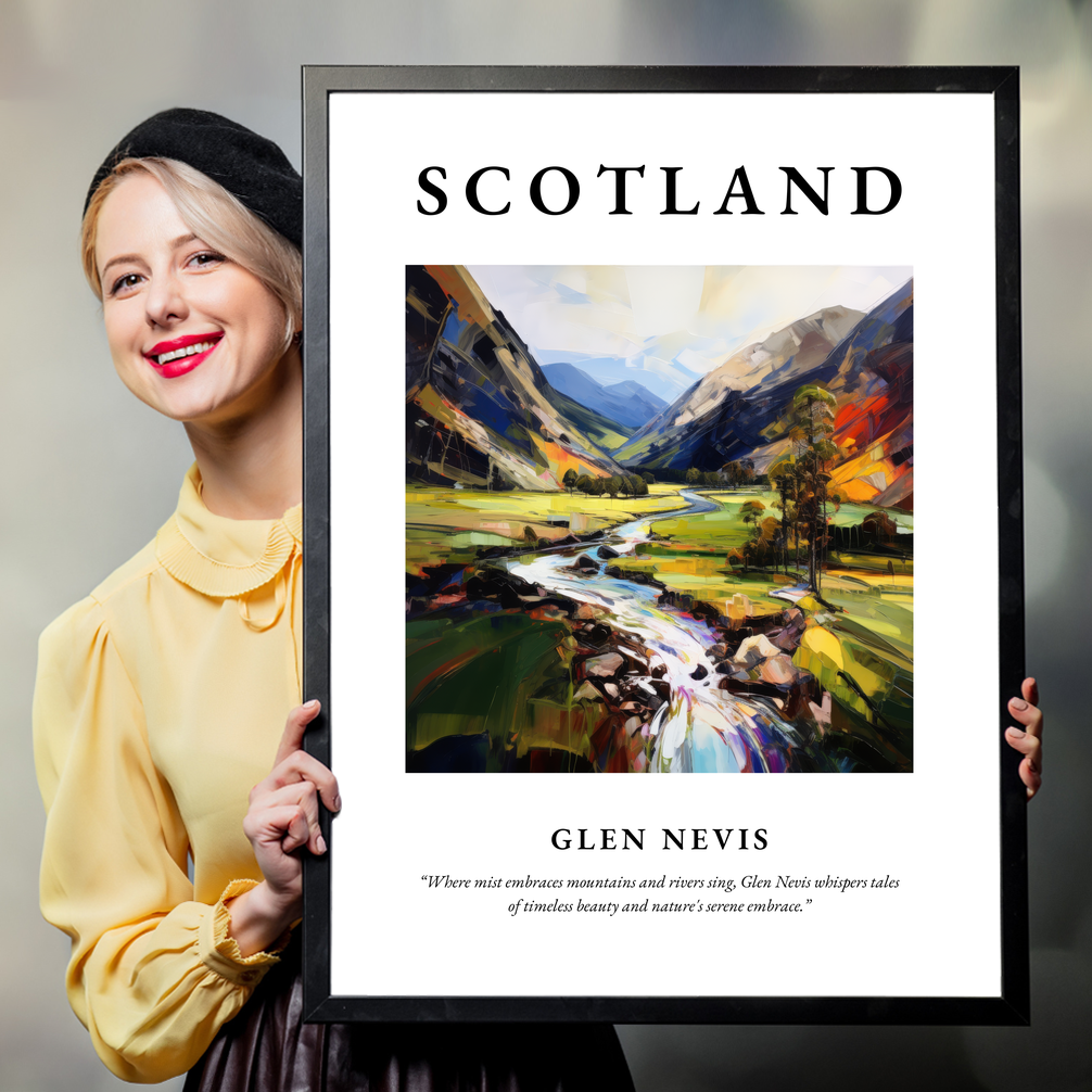 Person holding a poster of Glen Nevis