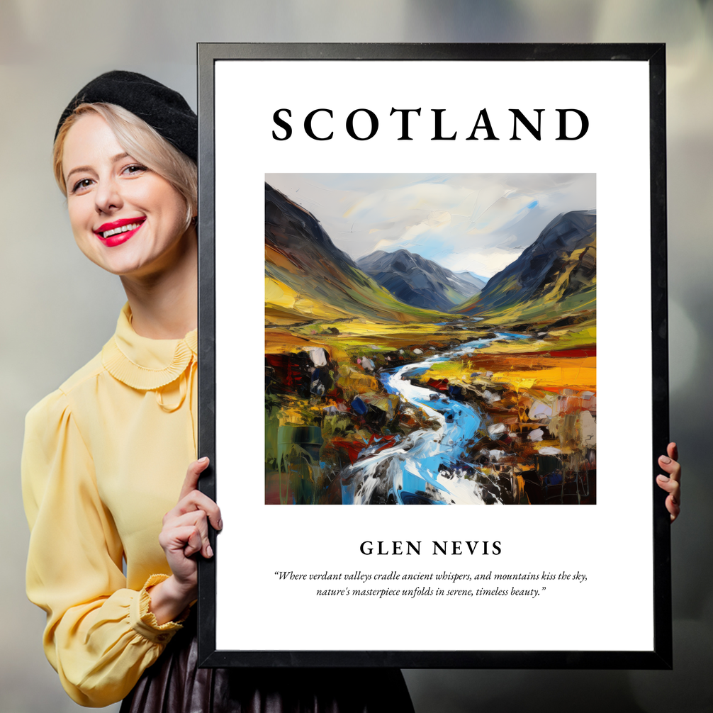 Person holding a poster of Glen Nevis