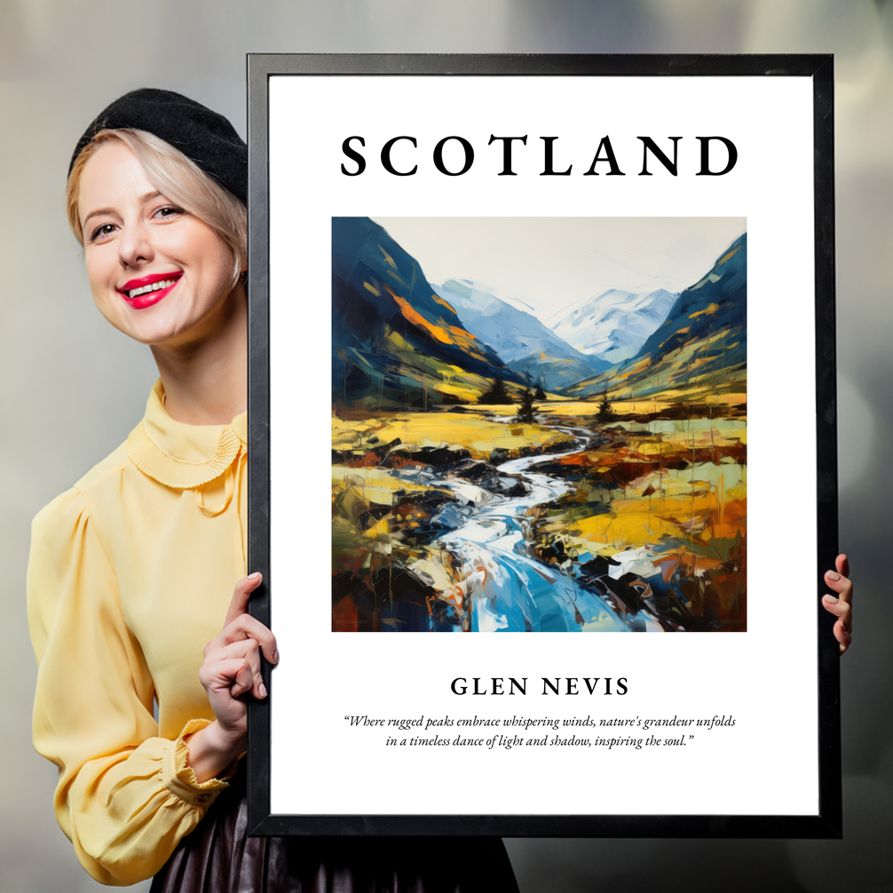 Person holding a poster of Glen Nevis