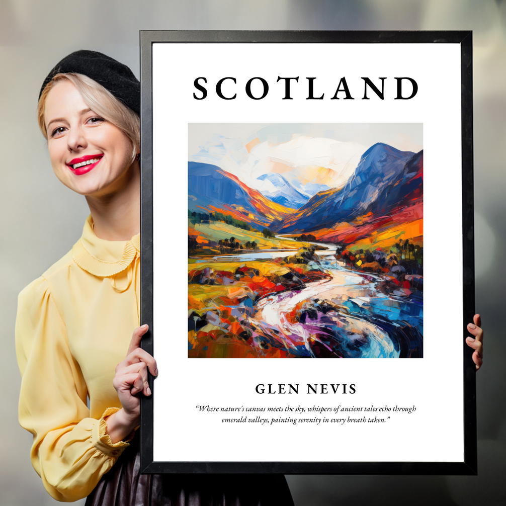 Person holding a poster of Glen Nevis