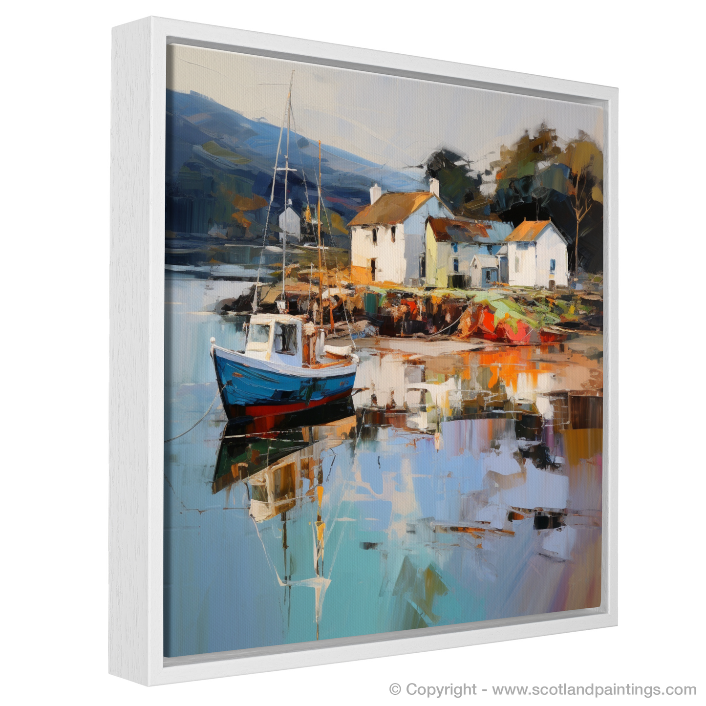 Painting and Art Print of Tayvallich Harbour, Argyll entitled "Tayvallich Harbour Embrace: An Expressionist Ode to Scottish Serenity".