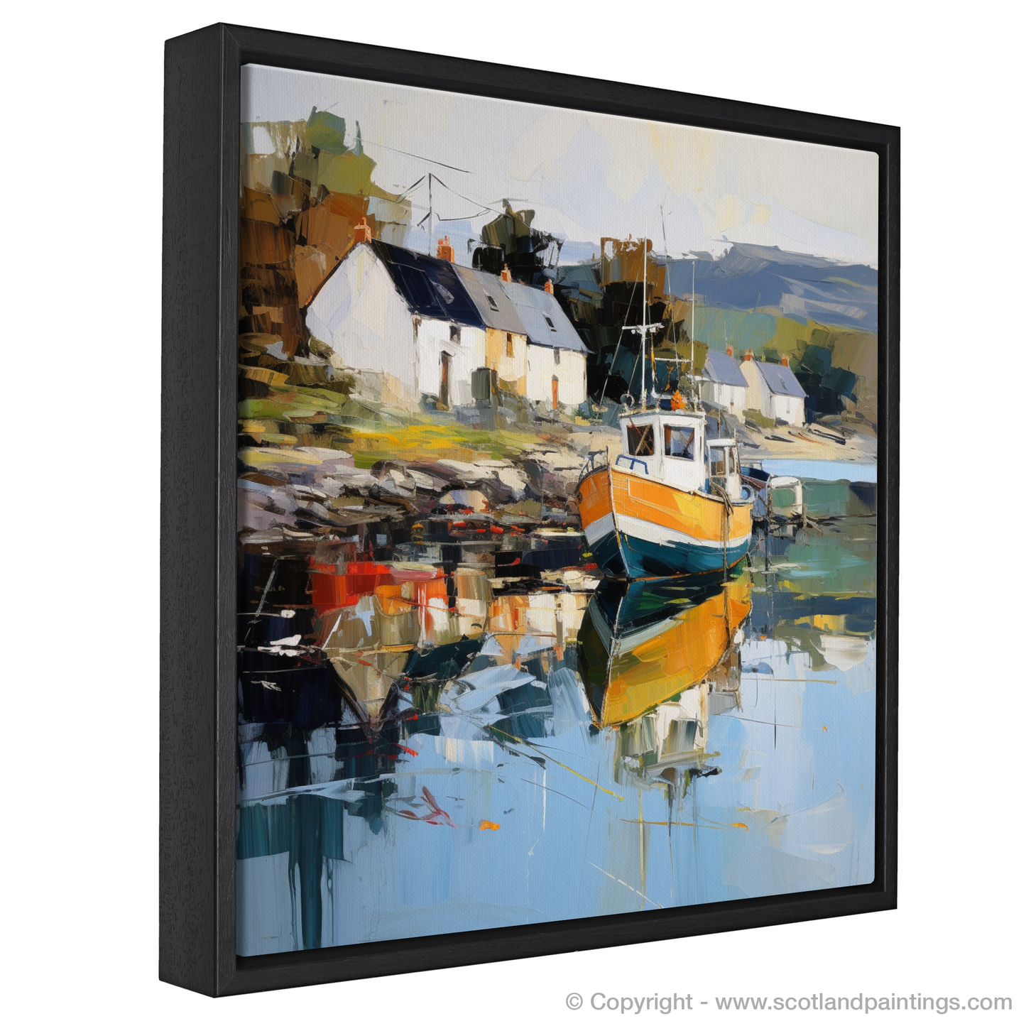 Painting and Art Print of Tayvallich Harbour, Argyll entitled "Vibrant Reflections of Tayvallich Harbour".