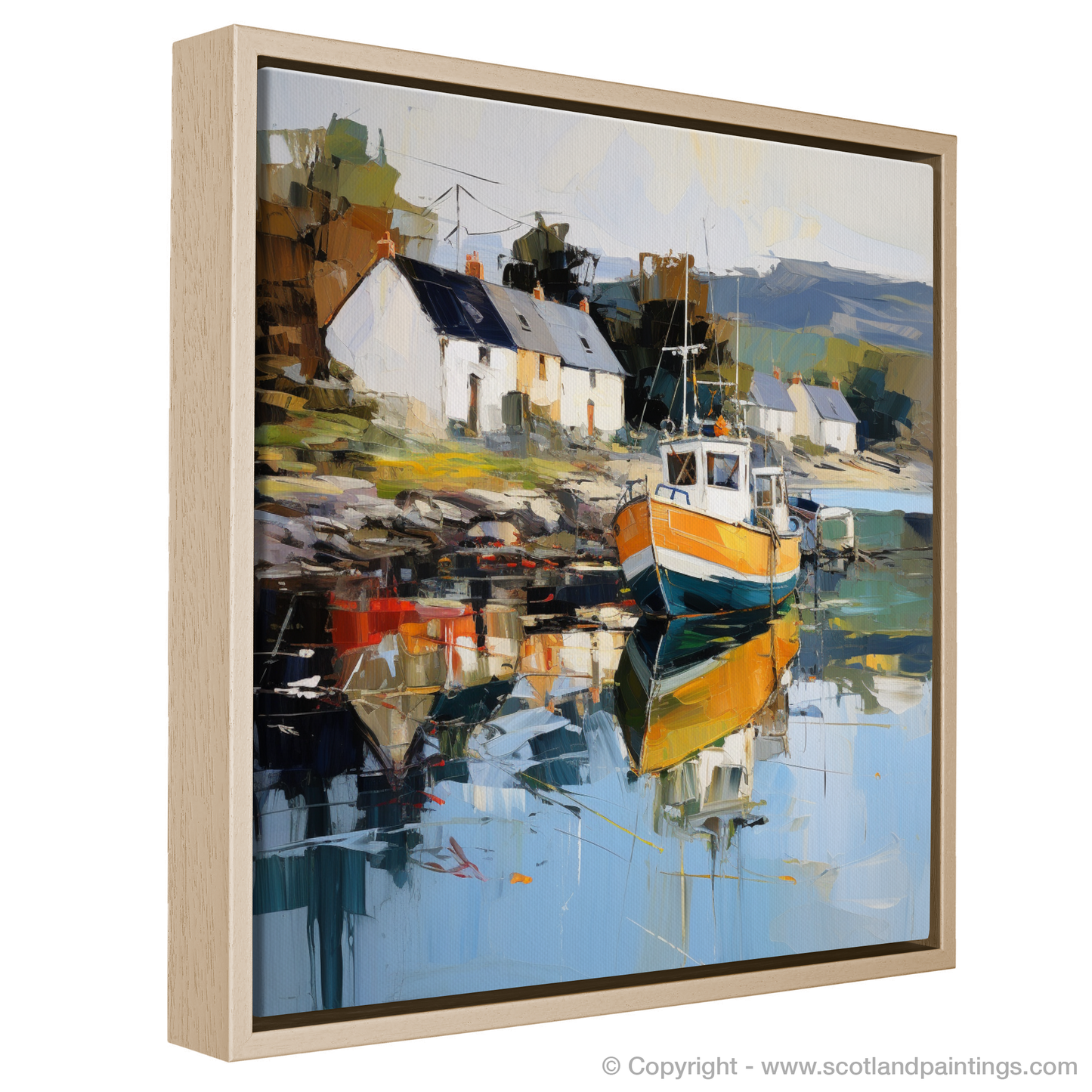 Painting and Art Print of Tayvallich Harbour, Argyll entitled "Vibrant Reflections of Tayvallich Harbour".