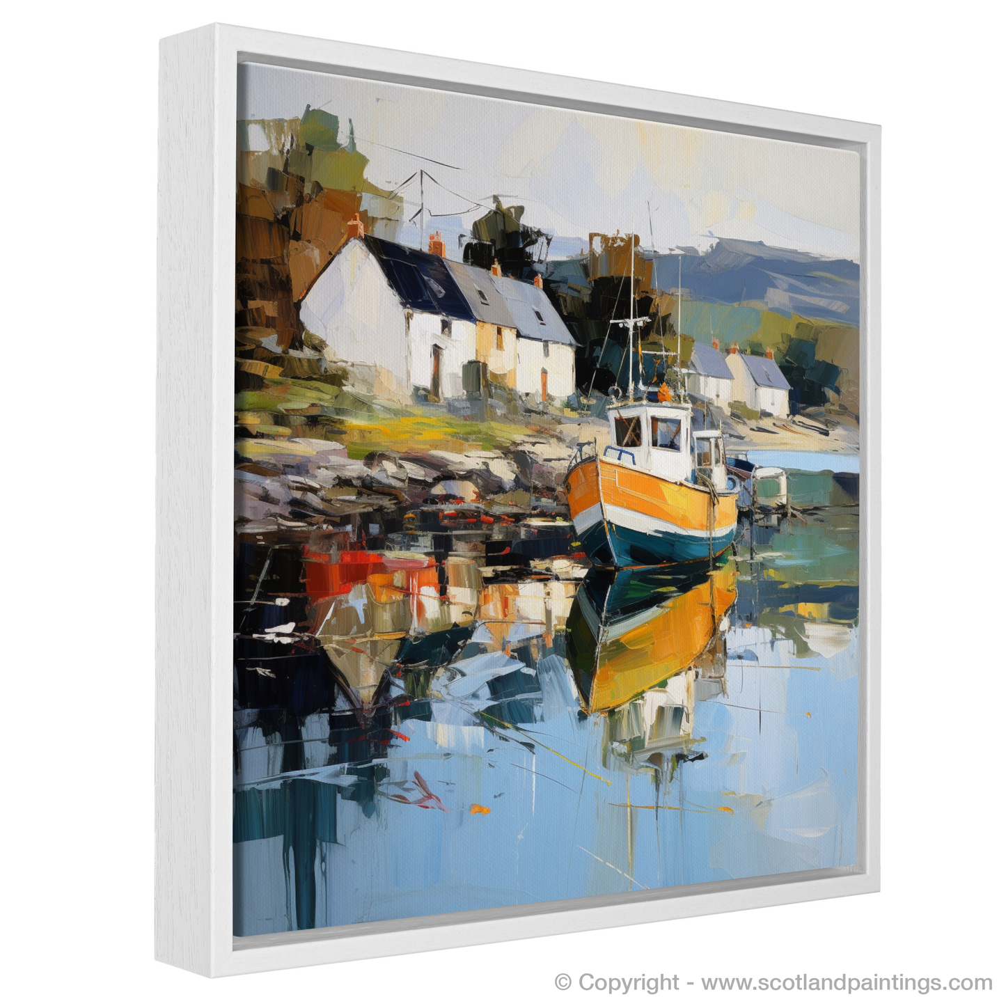 Painting and Art Print of Tayvallich Harbour, Argyll entitled "Vibrant Reflections of Tayvallich Harbour".
