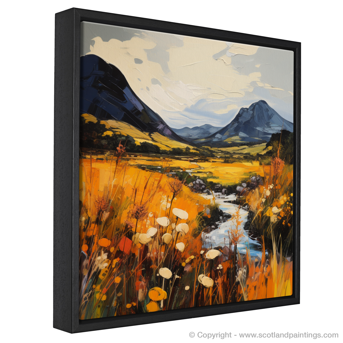 Painting and Art Print of Golden bracken in Glencoe entitled "Golden Bracken Blaze of Glencoe".