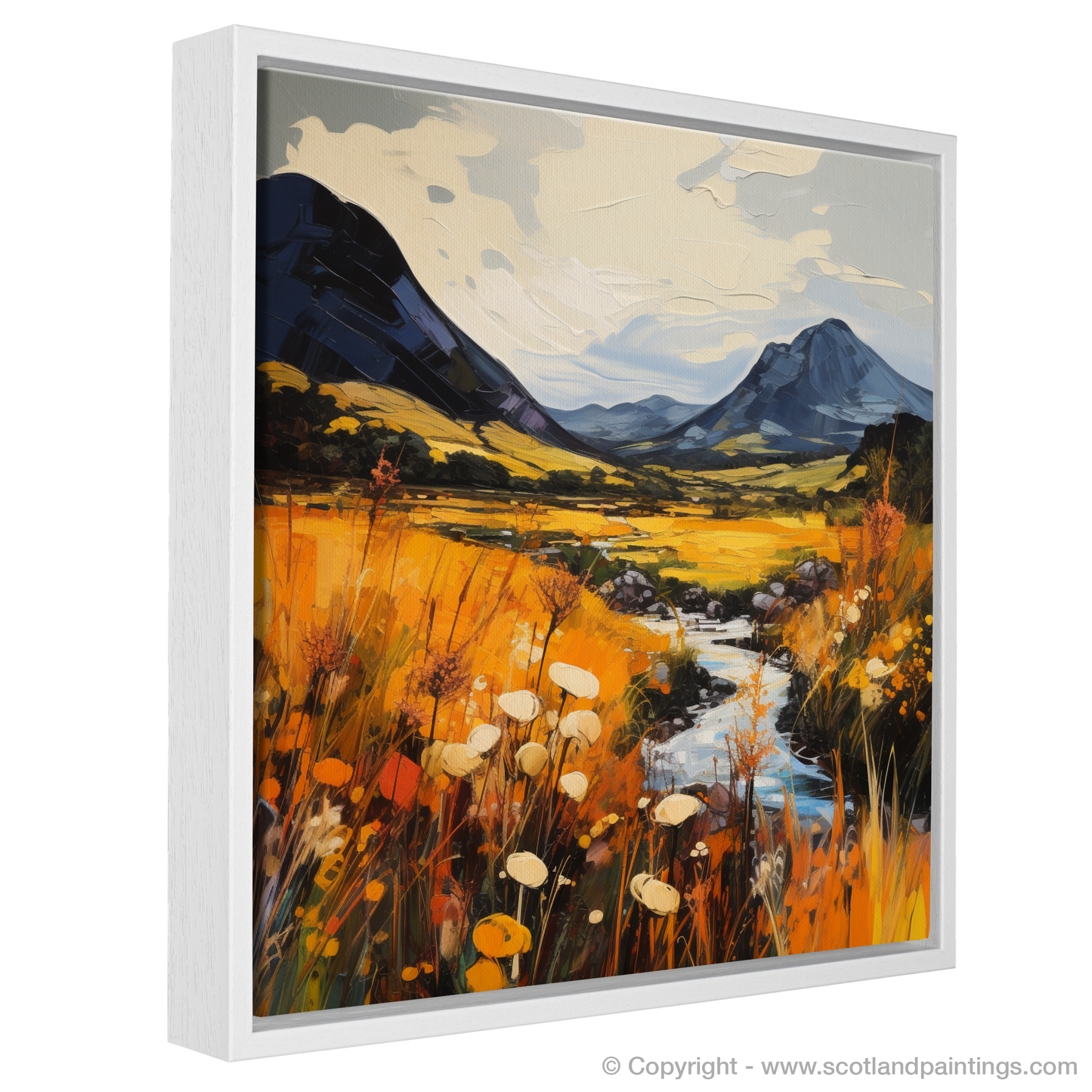 Painting and Art Print of Golden bracken in Glencoe entitled "Golden Bracken Blaze of Glencoe".